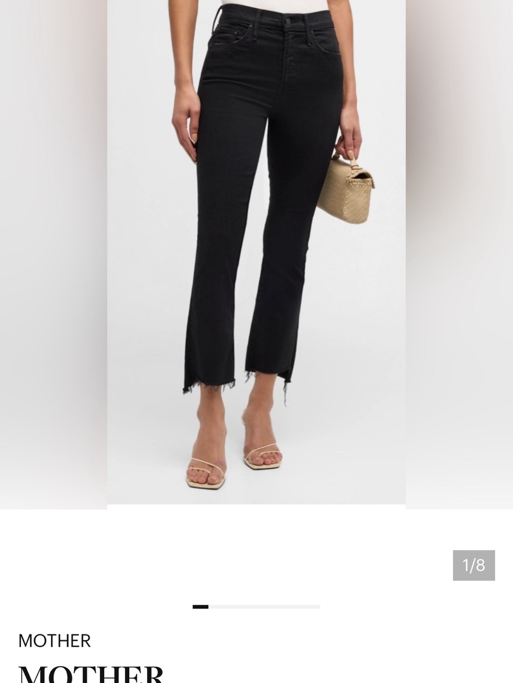 MOTHER Black insider step crop fray  Jeans with Raw Hem size 27